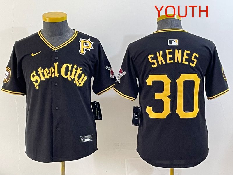 Youth 2025 Pittsburgh Pirates #30 Skenes Black Game Nike MLB Jersey style 7155->youth mlb jersey->Youth Jersey